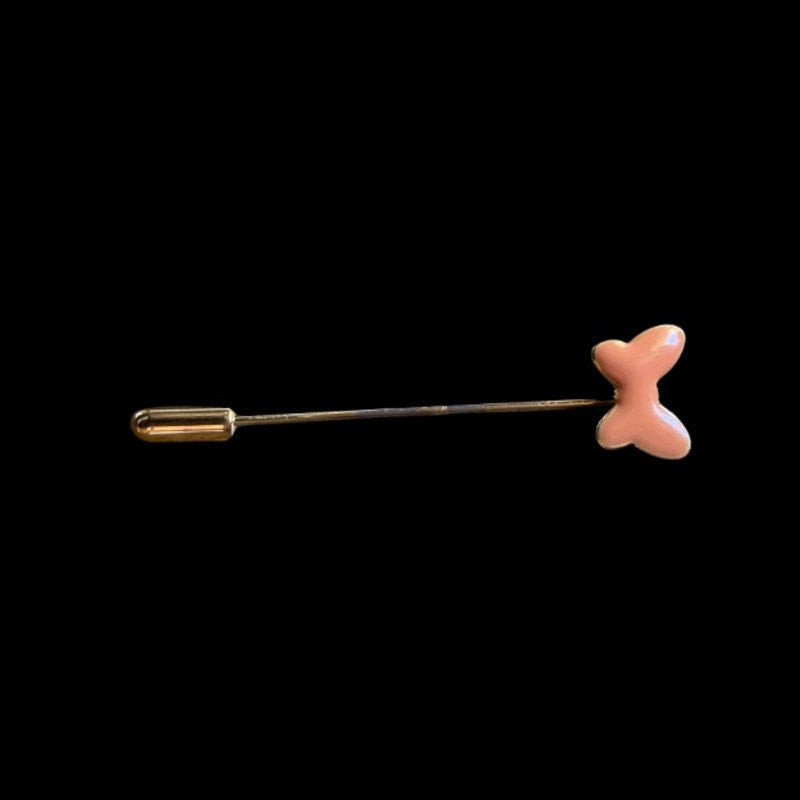 Vintage Pink Enamel/ Gold Butterfly Stick Pin