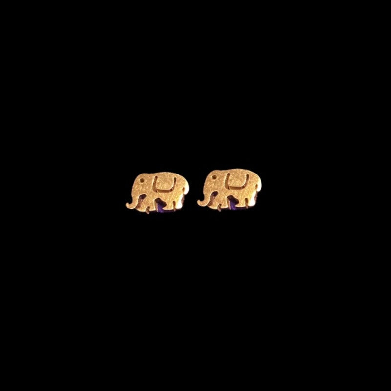 Dainty Gold Tone Elephant Stud Earrings