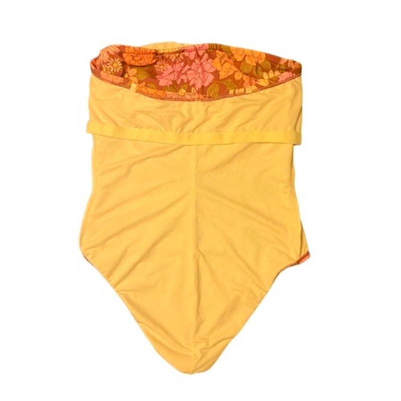 NWT Pink Strapless/Halter Pink and Orange Flower Power One-Piece Swimsuit (L)