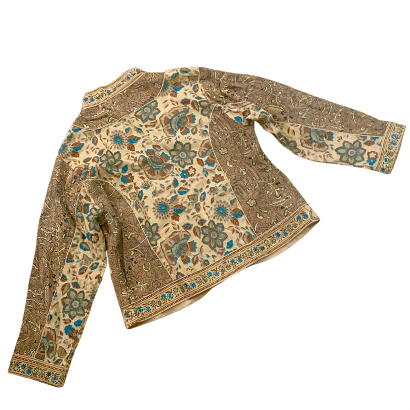90’s Beige/ Taupe/Blue Floral Sequin Embellished Jacket (L)