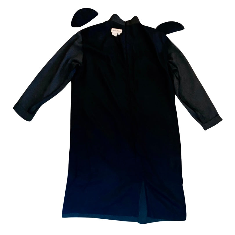 80’s Black/Grey Cheongsam Style Long Sleeve Vegan Wool Dress (M/L)