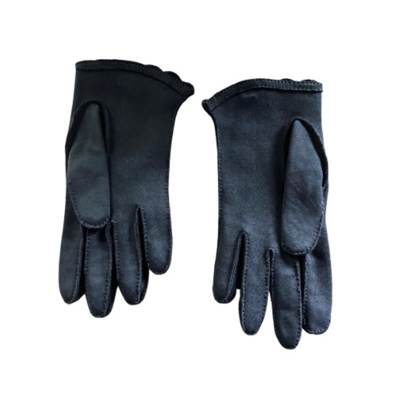1960’s Crescendoe Vintage Ladies Beaded Black Suede Leather Tailored Gloves (Small)