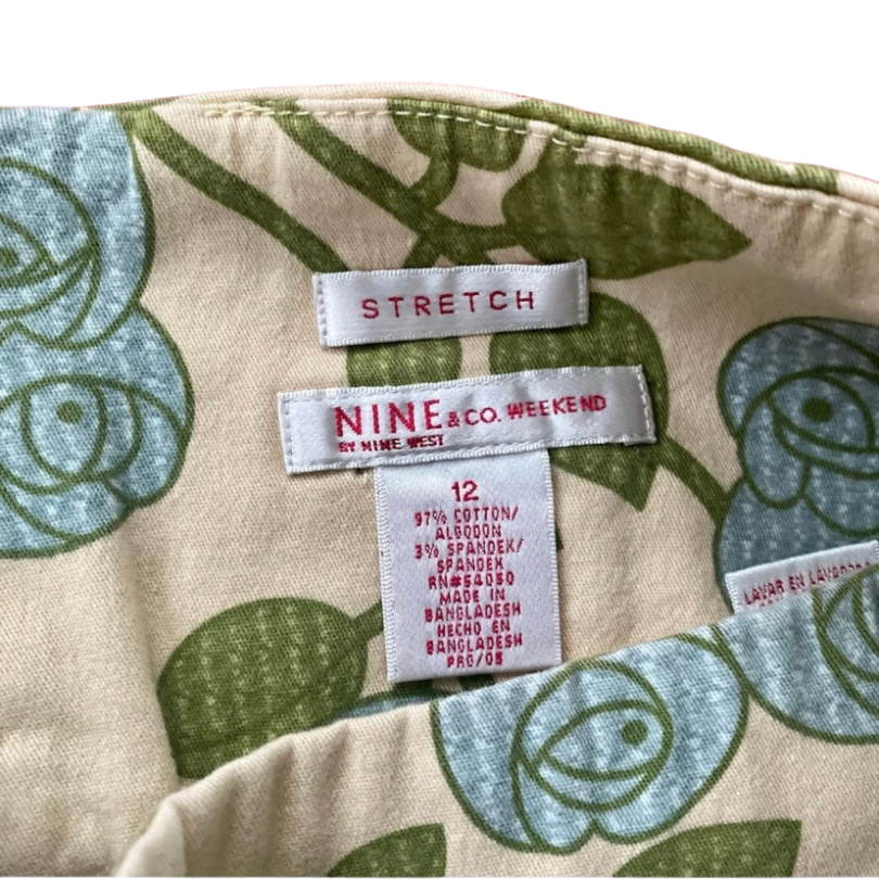 Blue Roses Leaves & Vines Floral Cotton Pencil Skirt (12)