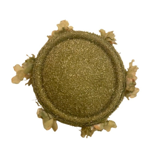 Vintage Textured Chartreuse Grassy Green Flower Pillbox Hat