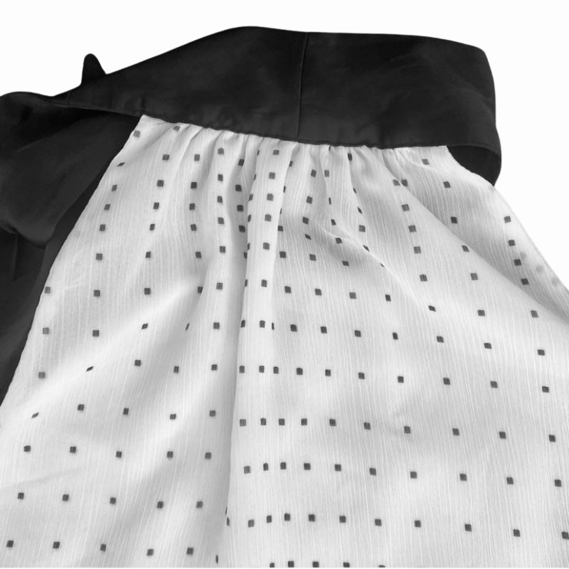 60’s Mod Black & White Polka Dot Sleeveless Bow Collar Blouse (M)