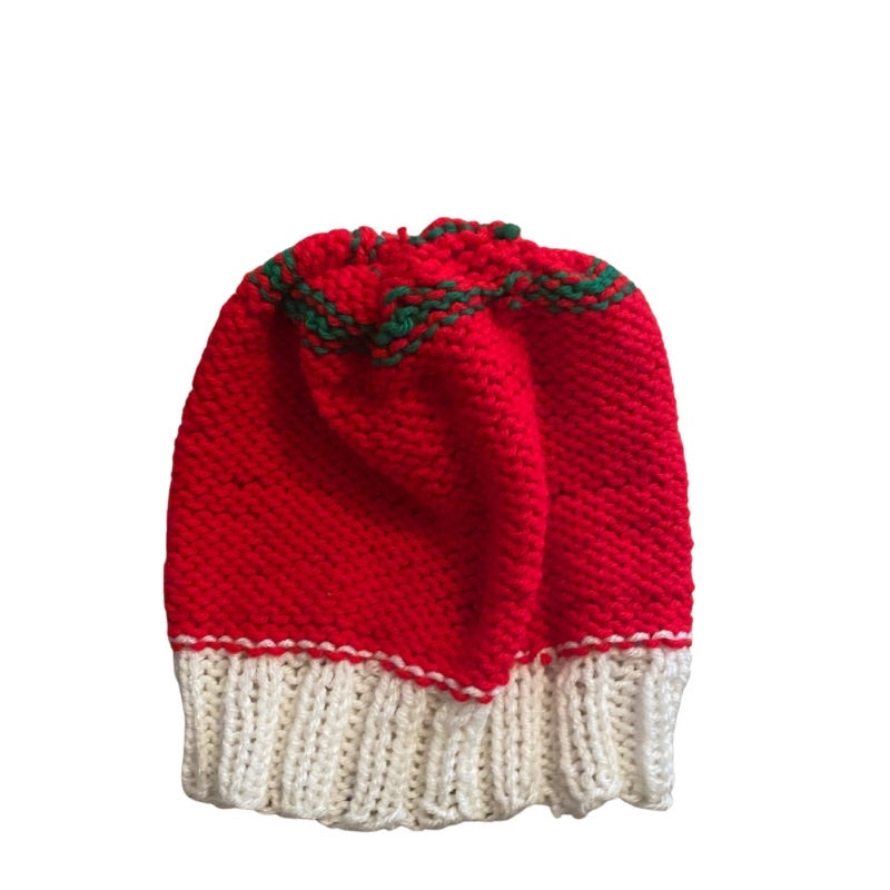 Ho-Ho-Ho Red/Green/White Knit Beanie with Pom-Pom