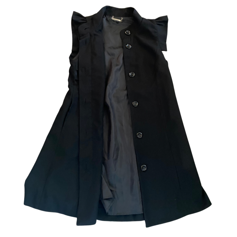 Mod Black Button-Down A-Line Dress (M)