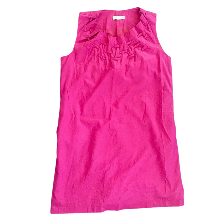 Coldwater Creek Magenta Sleeveless Shift Dress w/ Drawstring Ruffle Detail (PL)