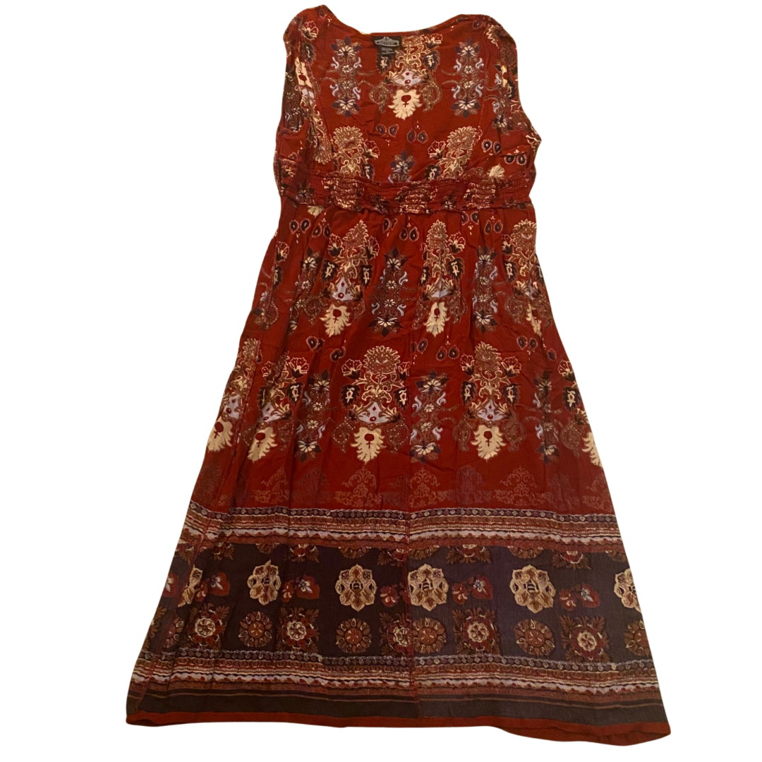 1990’s Sleeveless Embroidered Floral Boho Dress (L)