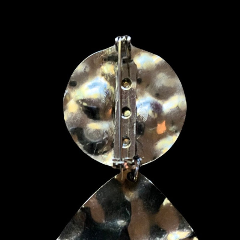 Upcycled Vintage Silver Black & White Geometric Abstract Enamel Brooch