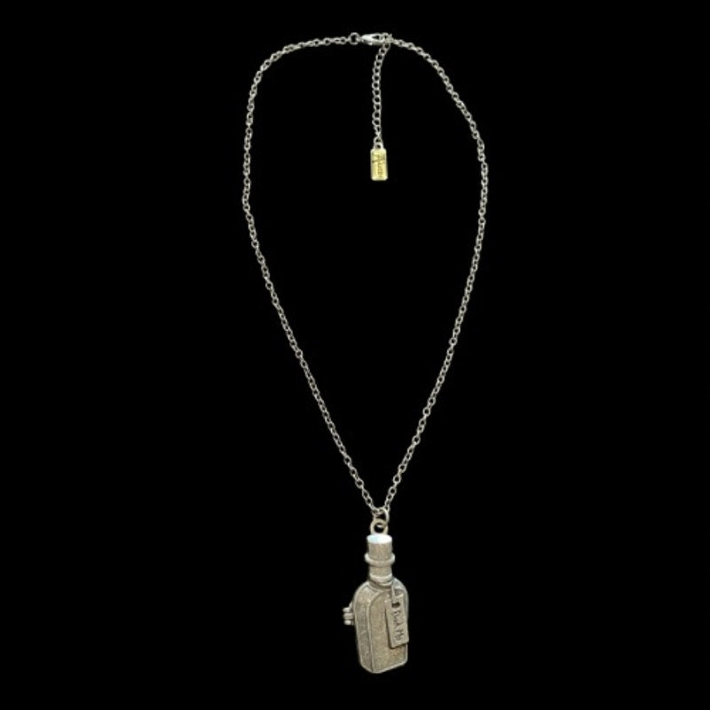 Disney’s Alice in Wonderland Pewter Toned Drink Me Potion Bottle Magnetic Locket Pendant Necklace