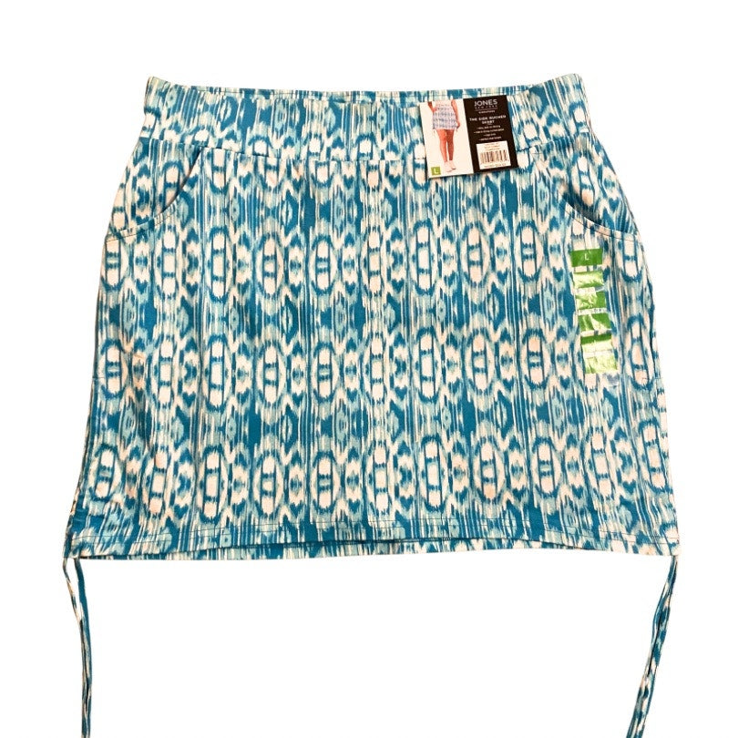 NWT Blue & White Tie Dye Pattern Side Ruched Skort (L)