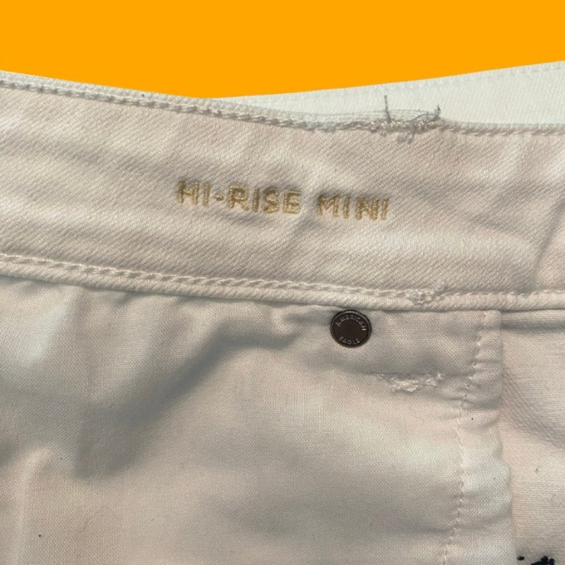 Upcycled White and Navy Blue Cowprint Stretch Denim Mini Skirt (16)