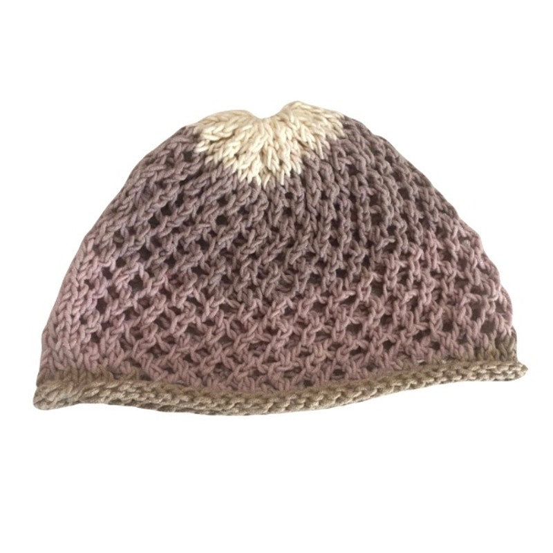 Mauve Ombré Retro Style Knit Mesh Skull Cap (S/M)