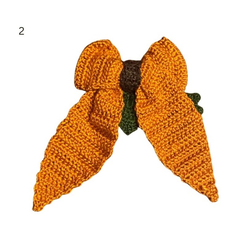 Pumpkin on the Vine Crochet Bow - Handmade Accessory with Removable Clip