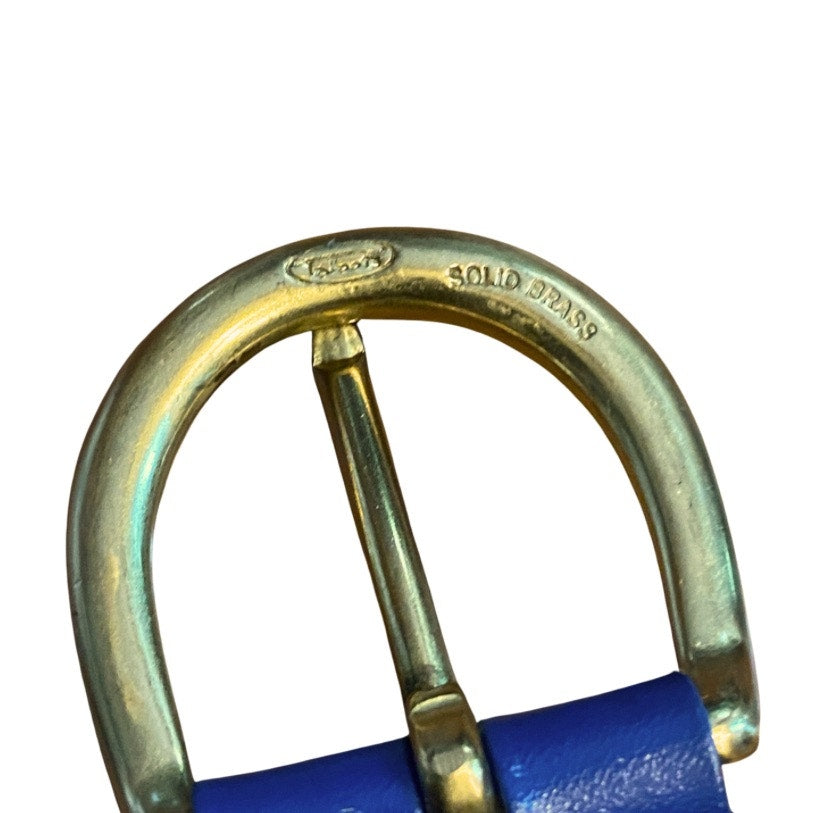 Royal Blue Vintage Talbots Woven Leather Belt with Solid Brass Buckle (XS/S)