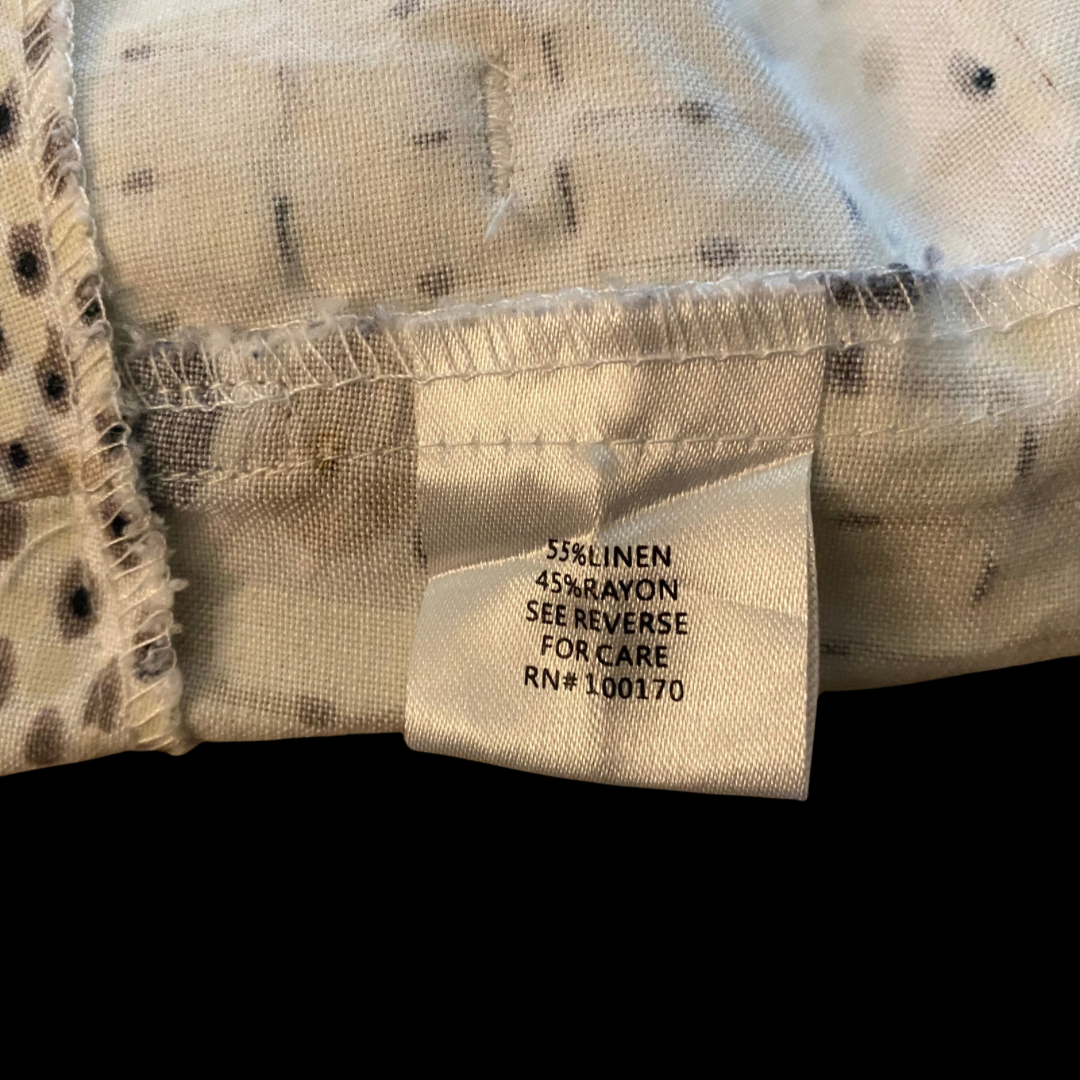 Cream/ Brown/ Tan Geometric Pattern Linen Skirt with Belt (8)