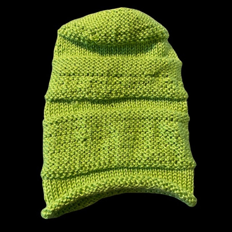 Lime Green Slouchy Knit Beanie - OSFM