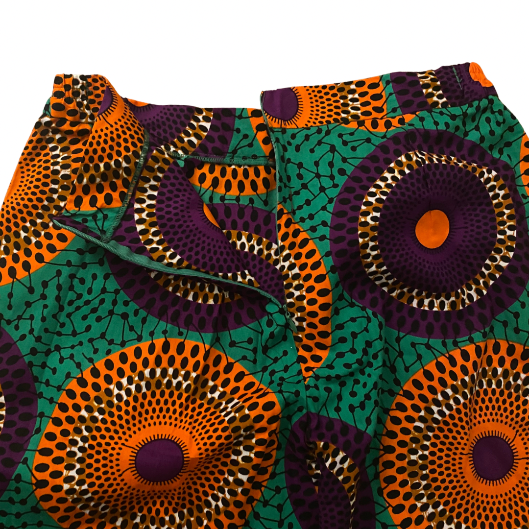 Unisex Green/Orange/Purple Ankara Print Matching Set (M)