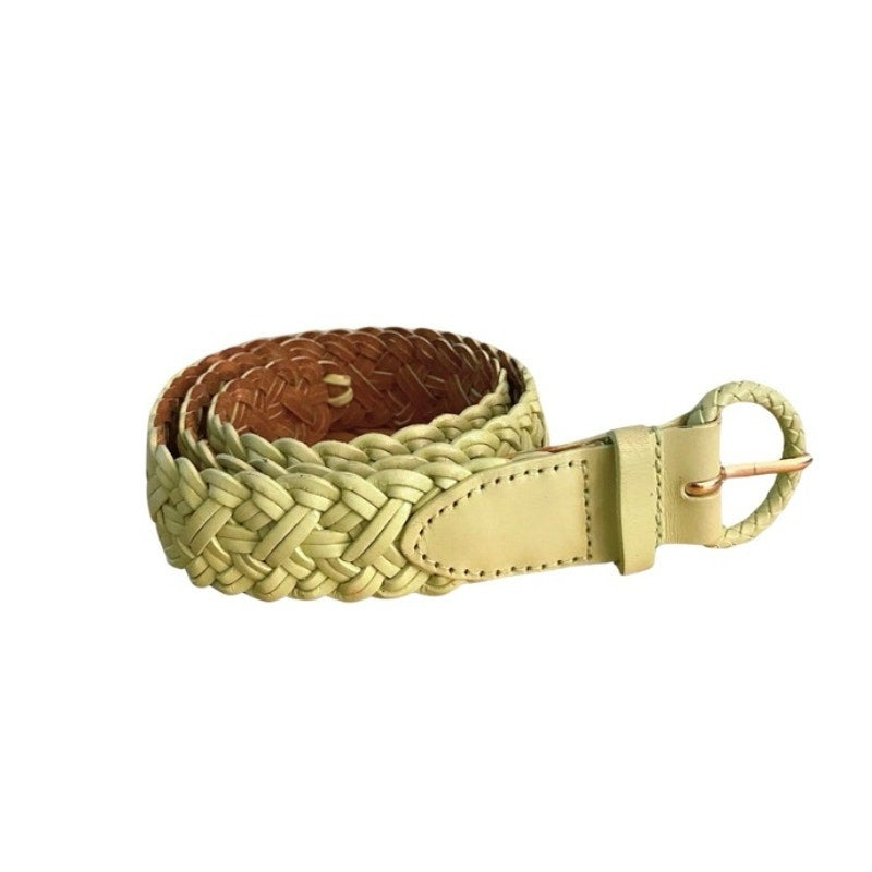 Light Green Vintage Talbots Woven Leather Belt (XS/S)