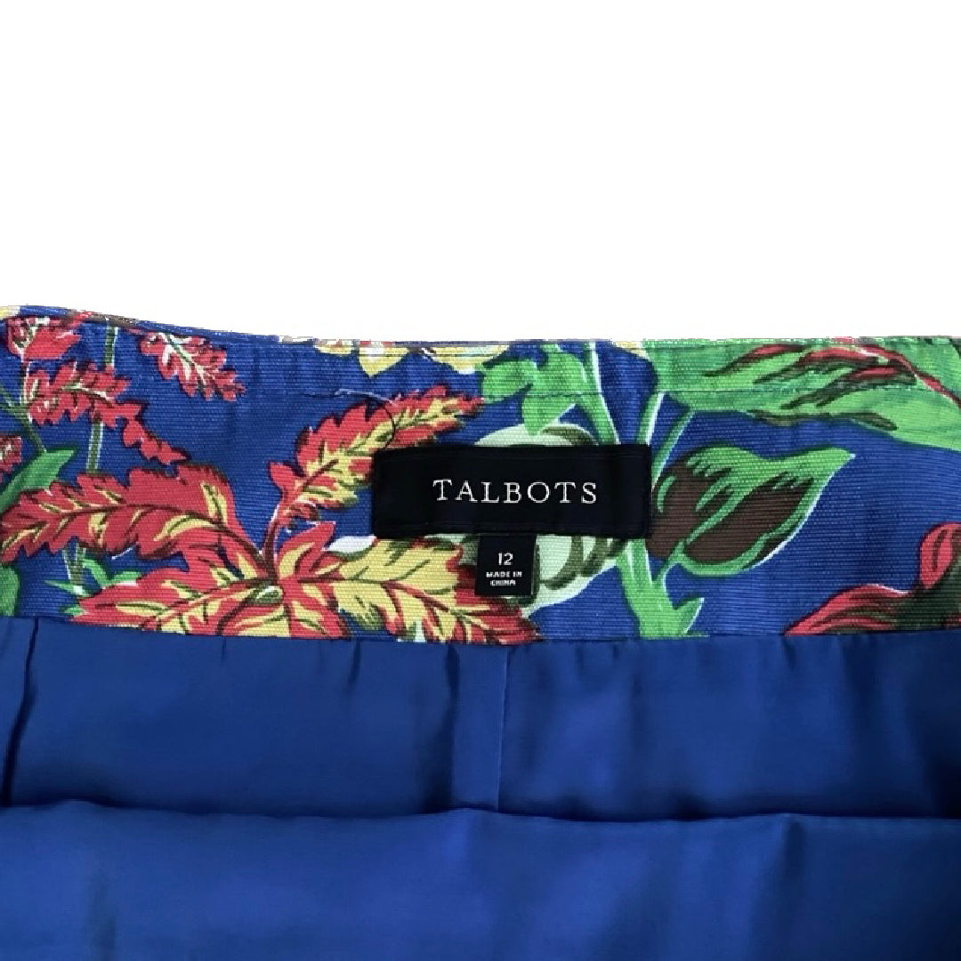 Cobalt Blue Tropical Print Pencil Skirt (12)