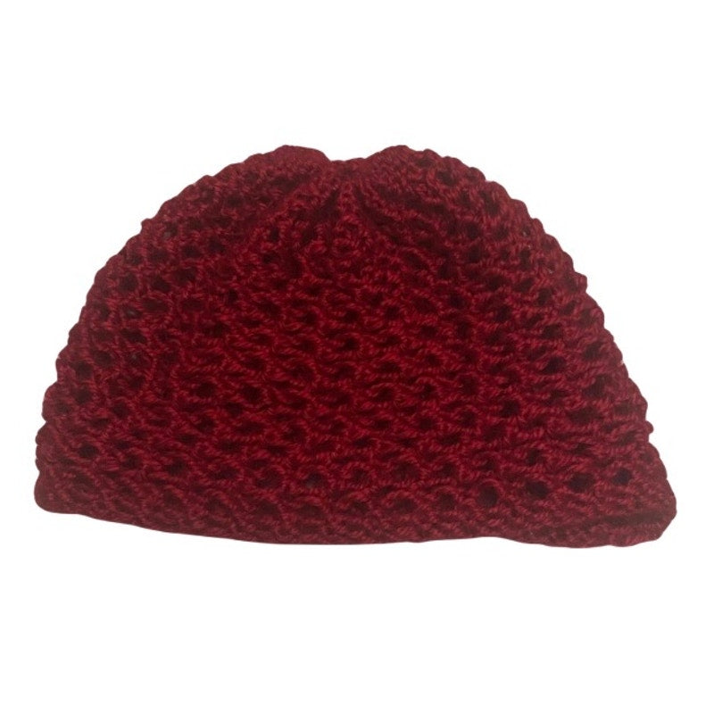 Cherry Red Retro Style Knit Mesh Skull Cap (M/L)