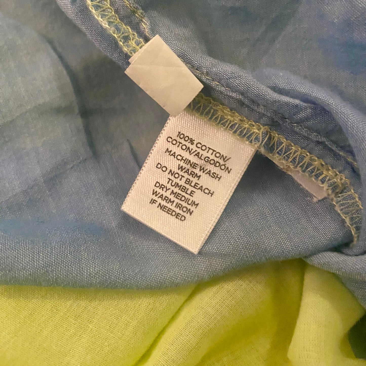 Featherlight Colorblock Lime Green/ Blue Cotton Shirt (S)