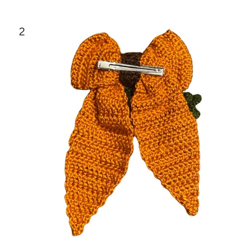 Pumpkin on the Vine Crochet Bow - Handmade Accessory with Removable Clip