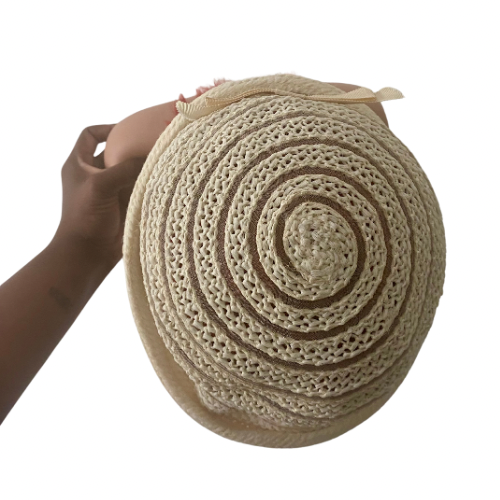 1950s Everitt Original Spiral Woven Straw Cloche Hat with Bow
