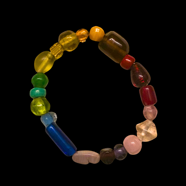 Rainbow Beaded Stretch Bracelets - Made with Vintage Beads