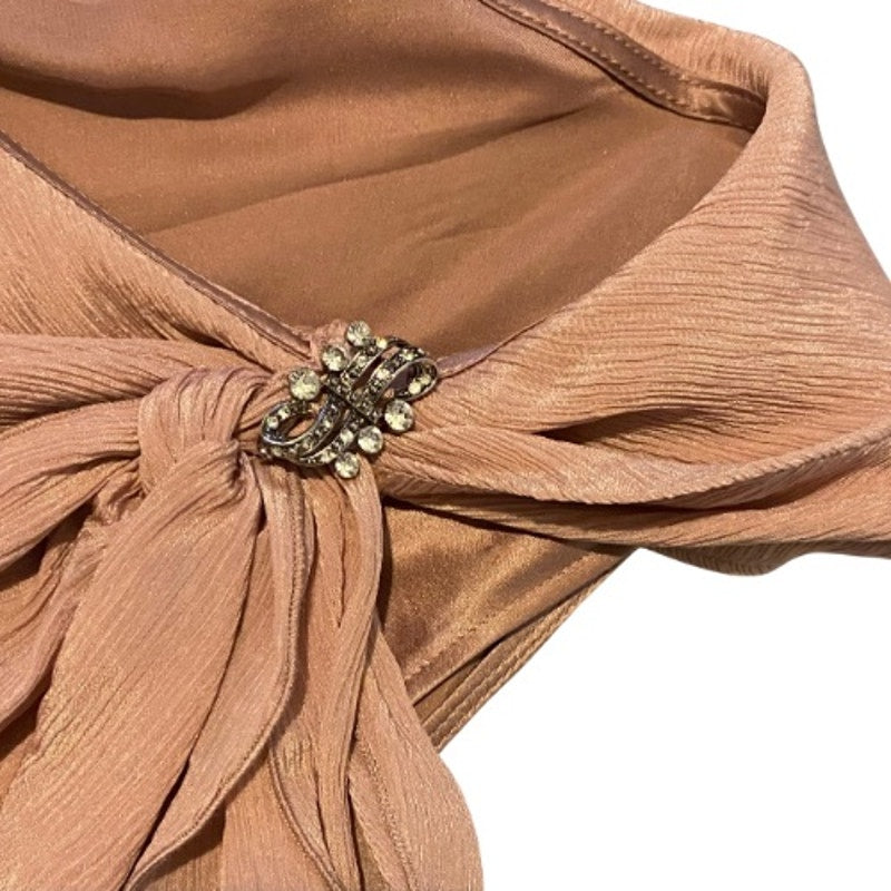 Dusky Rose 100% Silk Sleeveless Blouse with Silver Rhinestone Brooch (6P)
