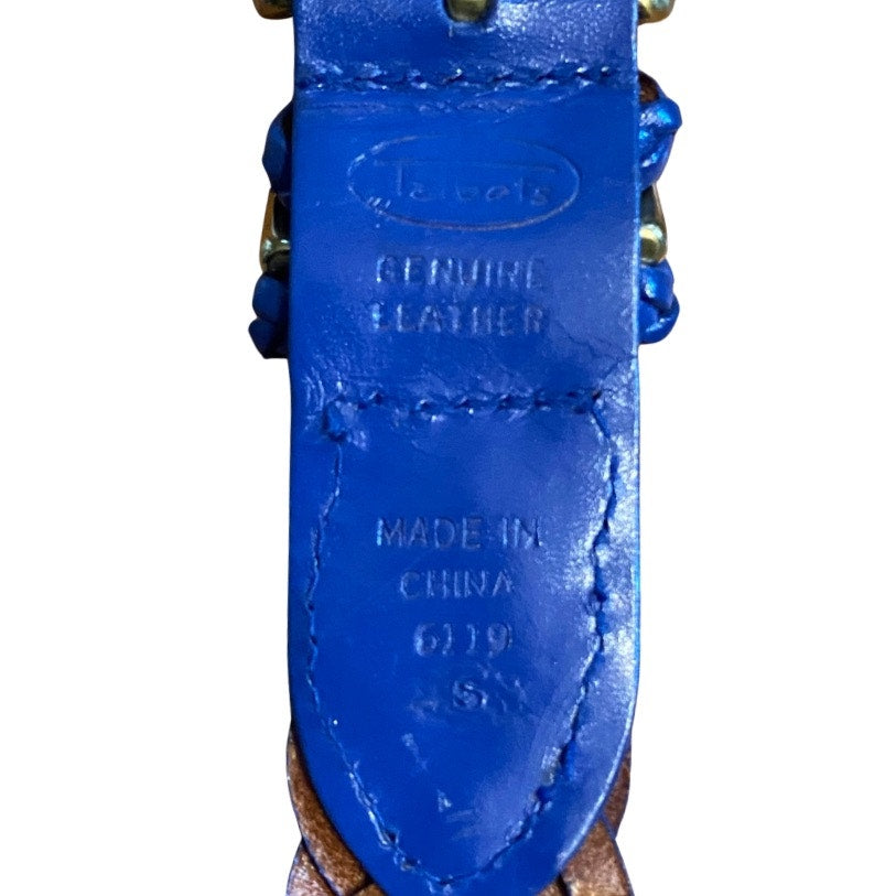 Royal Blue Vintage Talbots Woven Leather Belt with Solid Brass Buckle (XS/S)