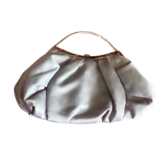 Y2K Silver Satin Handbag with Silver Chain Shoulder Strap
