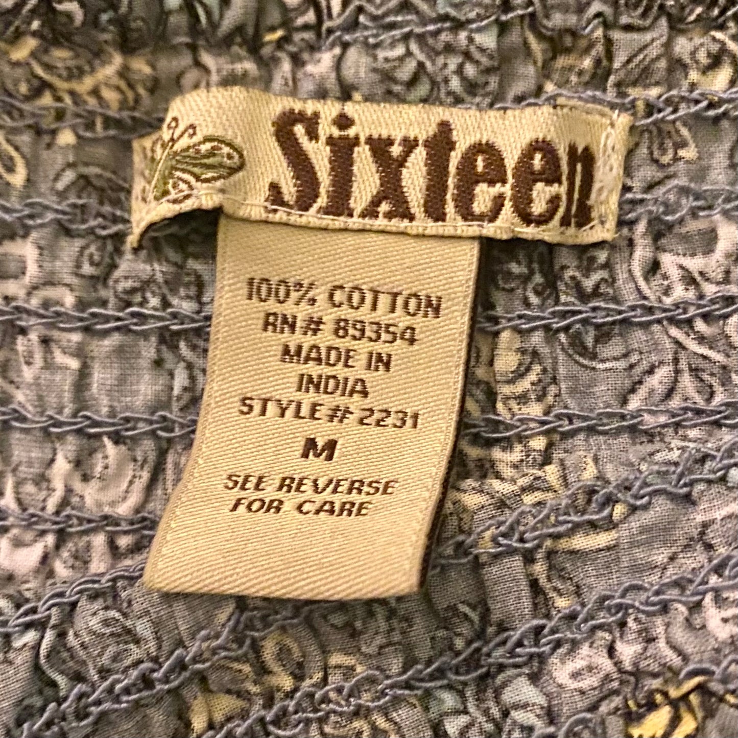 Vintage Blue/Slate Grey/ Yellow Patchwork Cotton Skirt (M-L)