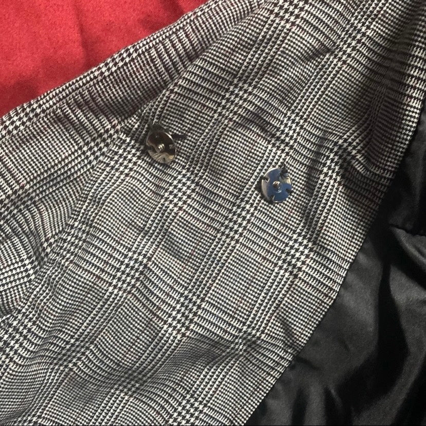 Fluttery Black & White Plaid Peplum Jacket (M)