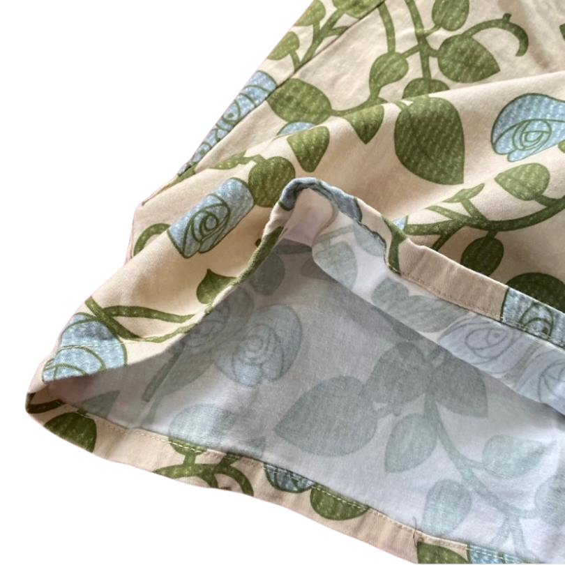 Blue Roses Leaves & Vines Floral Cotton Pencil Skirt (12)