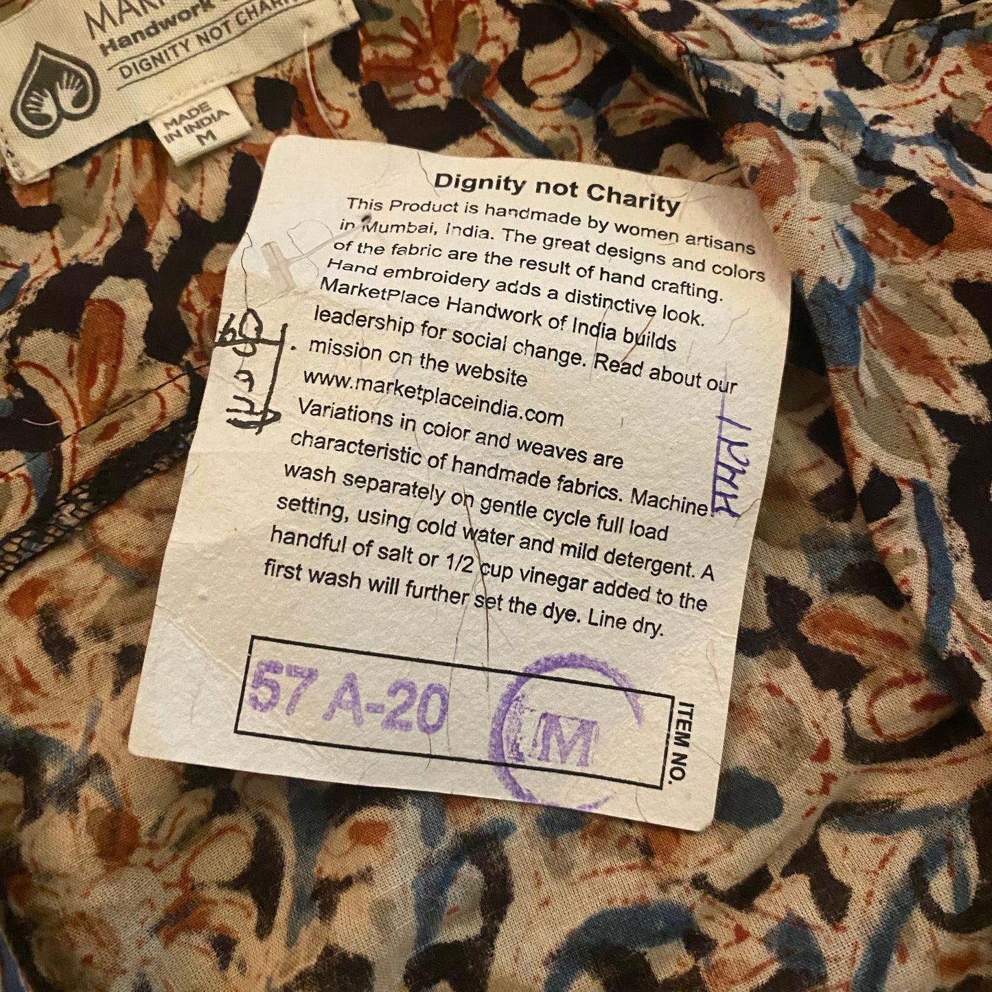 New With Tags Sepia/Orange/Blue Dyed Cotton Waterfall Cardigan (M)