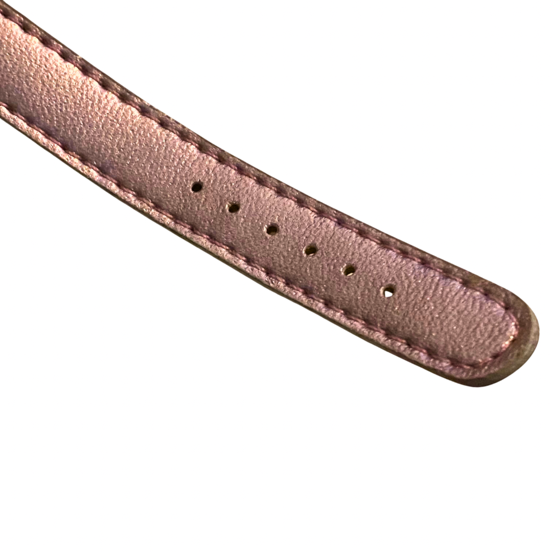 Y2K Metallic Pink Pleather & Silver Watch