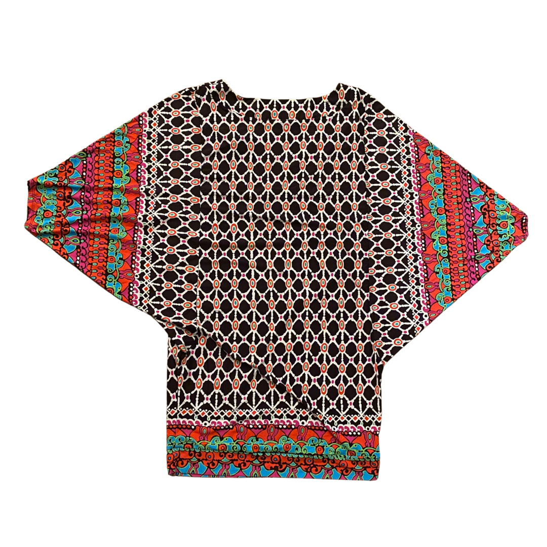 Funky Multicolor Pattern V-Neck Mini Dress/ Swimsuit Cover (S)