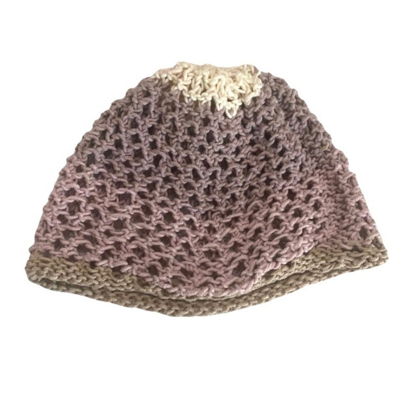 Mauve Ombré Retro Style Knit Mesh Skull Cap (S/M)