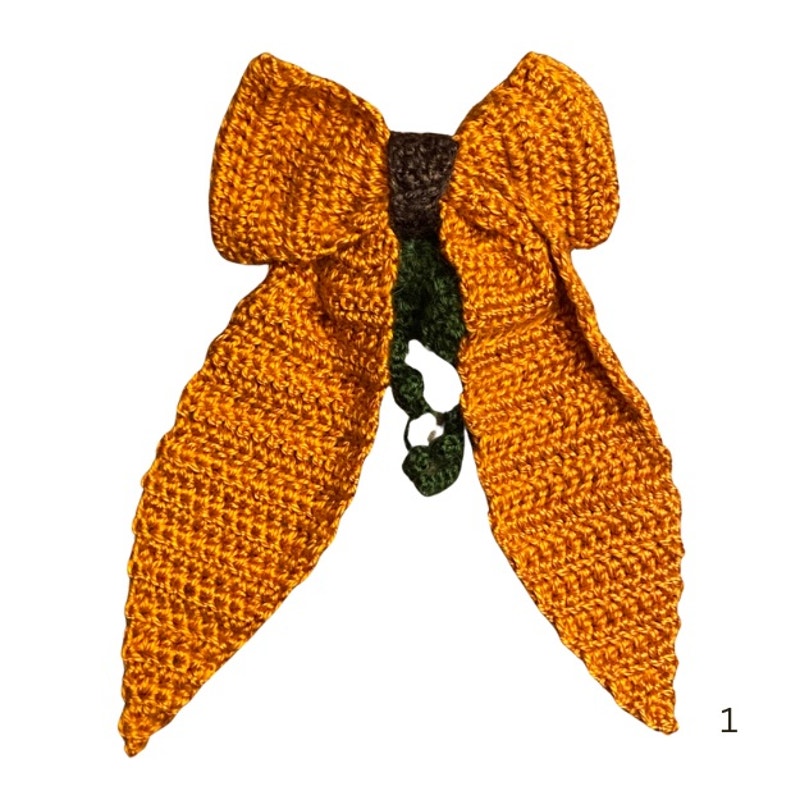Pumpkin on the Vine Crochet Bow - Handmade Accessory with Removable Clip