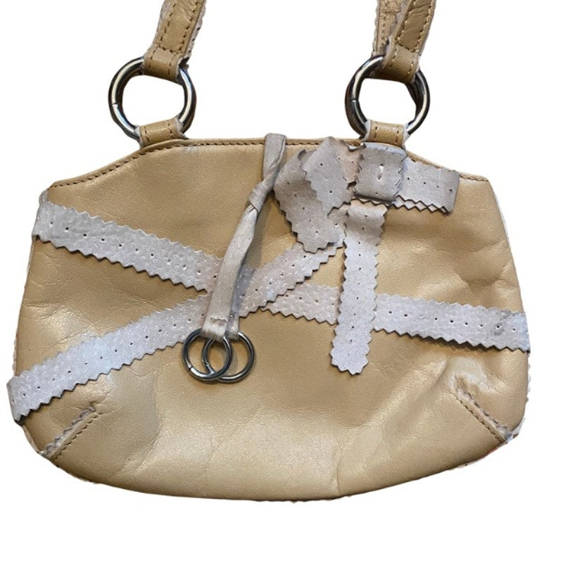 Dainty Y2K Two-Toned Beige/ Light Brown Suede Leather Handbag