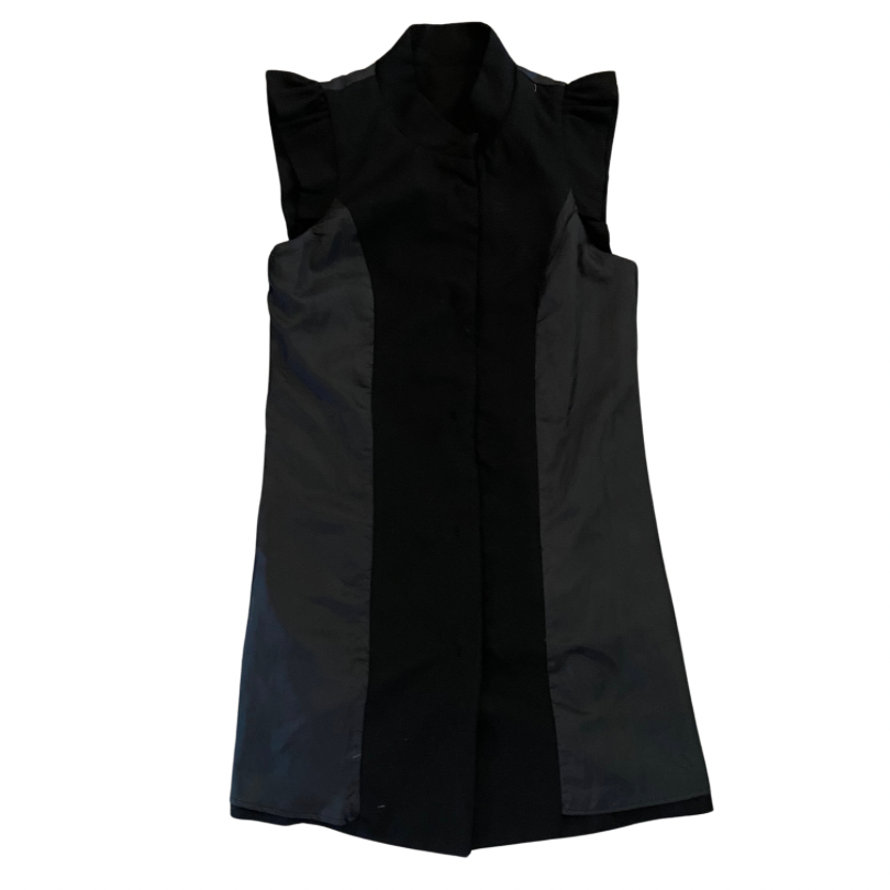 Mod Black Button-Down A-Line Dress (M)