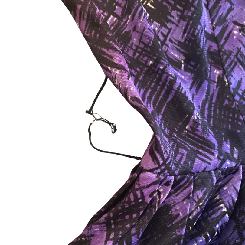 Vintage Ombré Purple Crosshatch Pattern Dress with Matching Belt (XS/S)