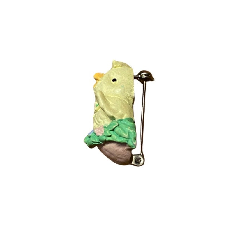 Vintage Springtime Pastel Yellow Duck Lapel Pin
