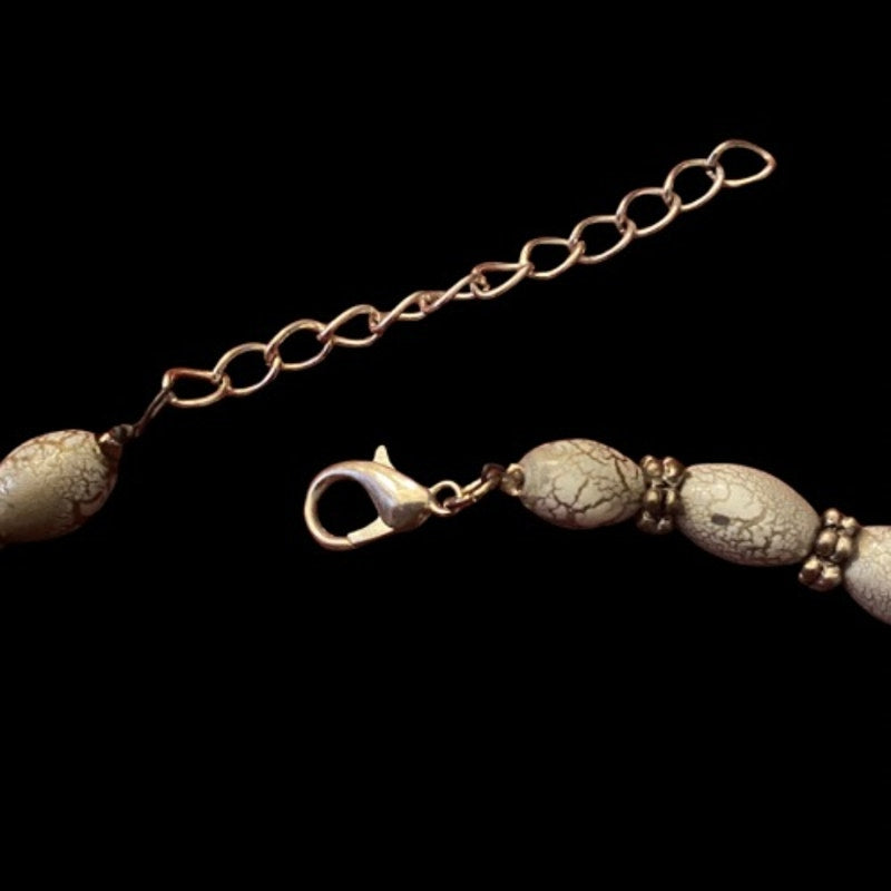 Upcycled Mint Green Marble & Silver Toned Metal Beaded Pendant Necklace