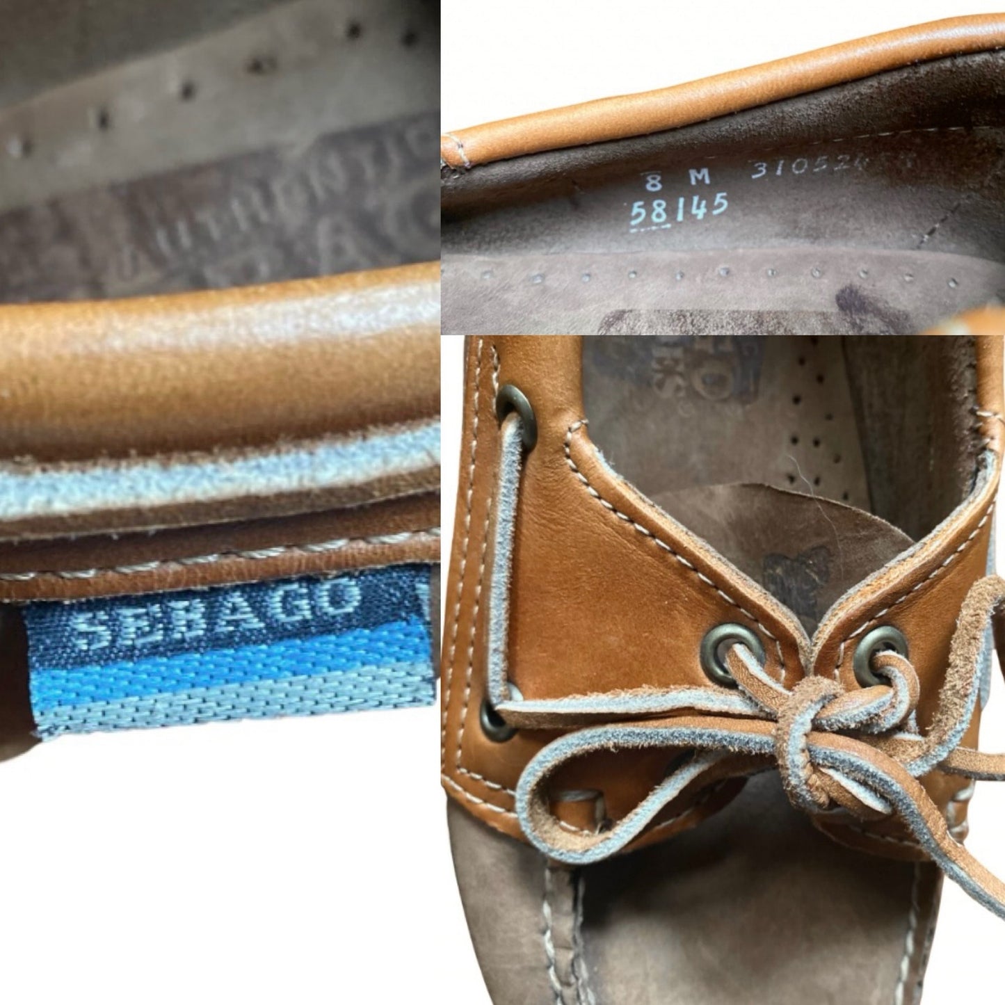 Two-toned Dark Grey/Cognac Brown Leather Sebago Docksides Loafers with Rawhide Laces (Men’s 8.5)
