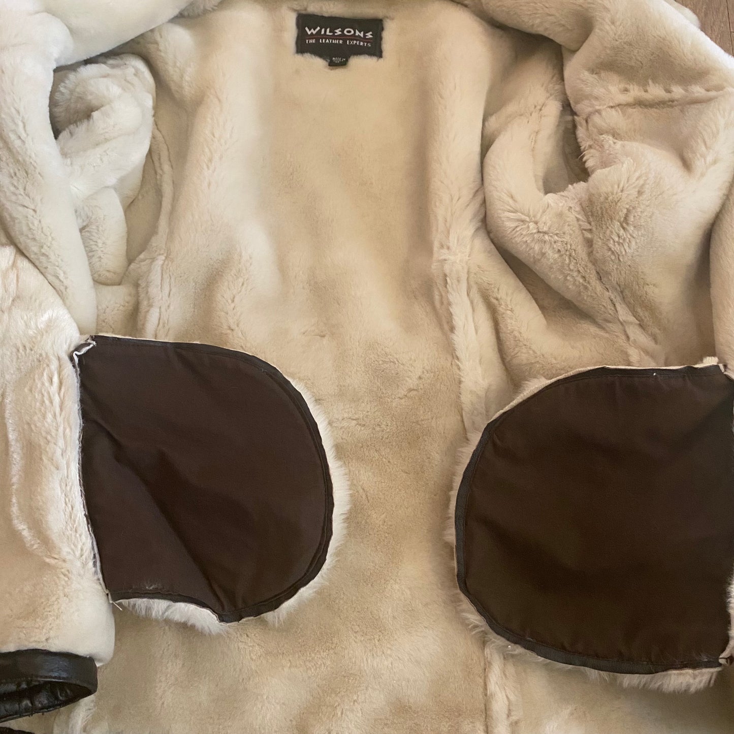 Vintage Wilson’s Chocolate Brown Leather Faux Fur Lined Coat (XL)