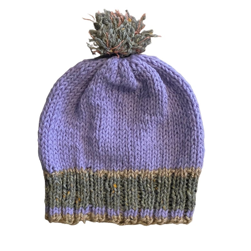 Lavender Fields Knit Beanie with Pom-Pom