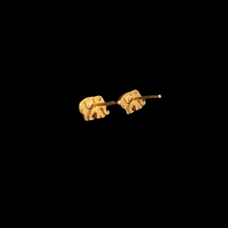 Dainty Gold Tone Elephant Stud Earrings